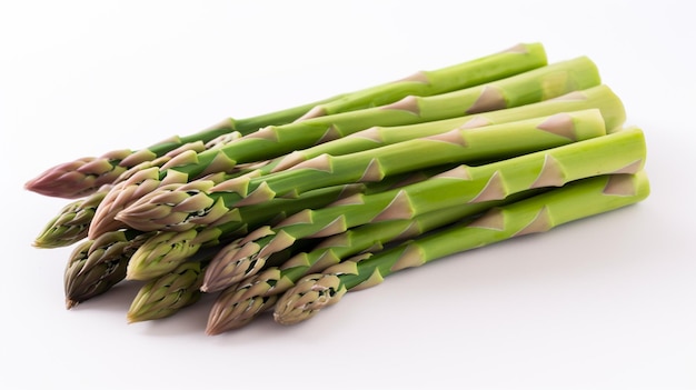 A bunch of asparagus with green and yellow stripes on the edges