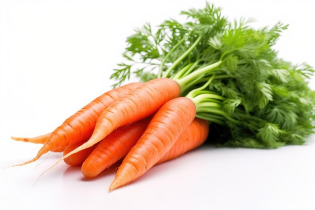 Bunch of baby carrots isolated on white background