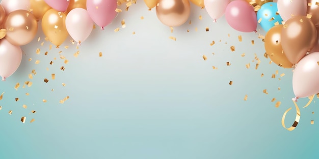 A bunch of balloons on a blue background