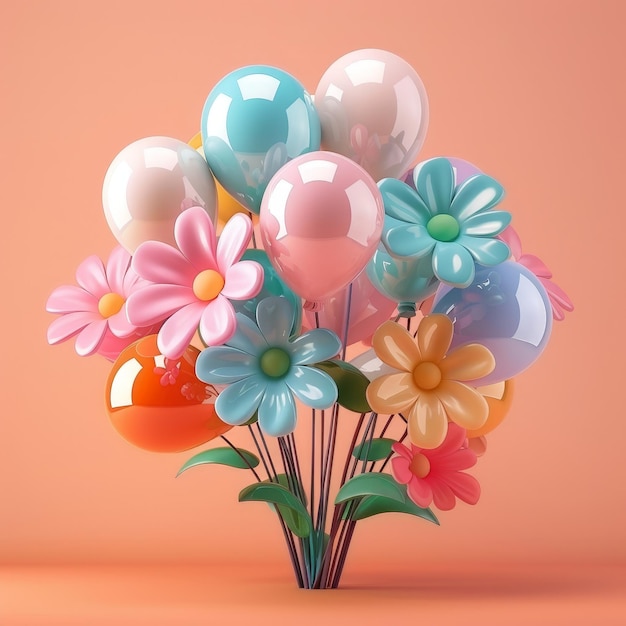 Photo a bunch of balloons and flowers