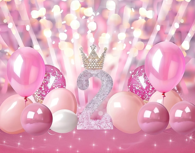 a bunch of balloons with a crown and a crown on it