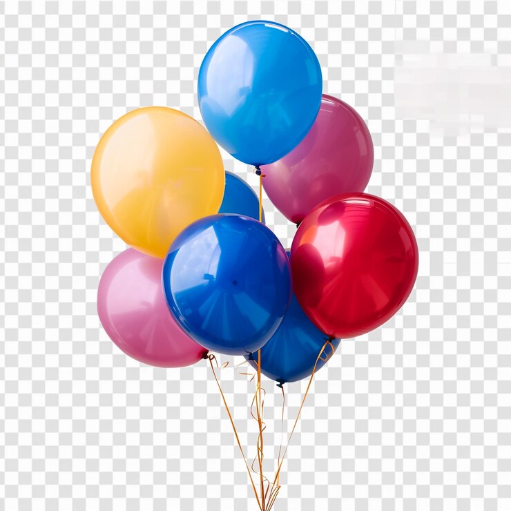 Photo a bunch of balloons with a white background with a red one that says  blue  on it