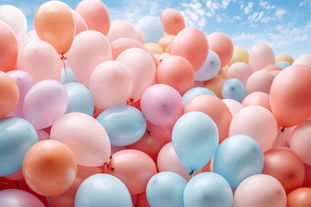 A bunch of balloons with the word balloon on the top