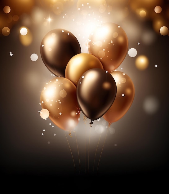 Связка воздушных шаров с надписью «С днем рождения».