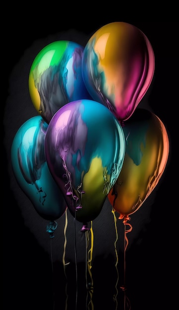 A bunch of balloons with the word love on them