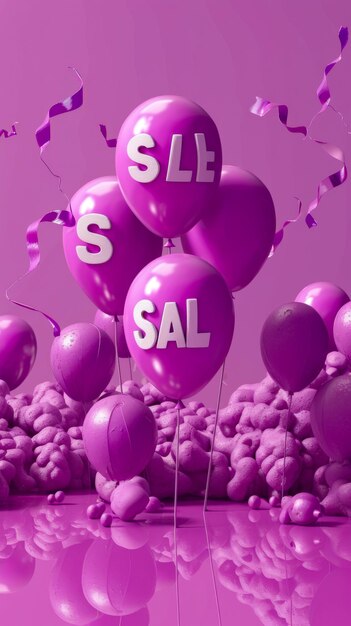 A bunch of balloons with the word SAL on them