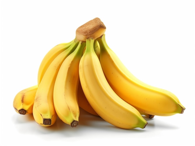 A bunch of bananas are on a white background