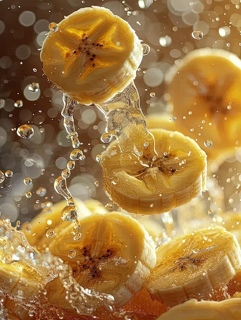 Foto un mucchio di banane che cade nell'acqua