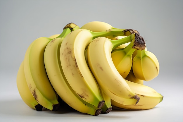 A bunch of bananas on a white background