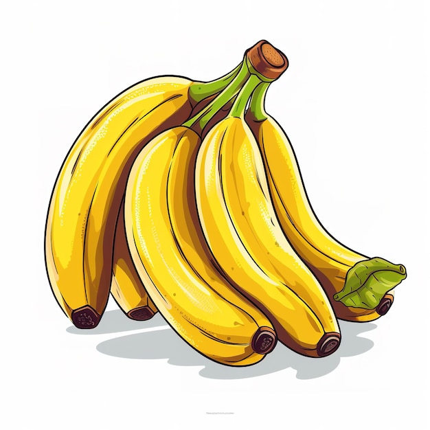 A bunch of bananas with a green leaf on the top.