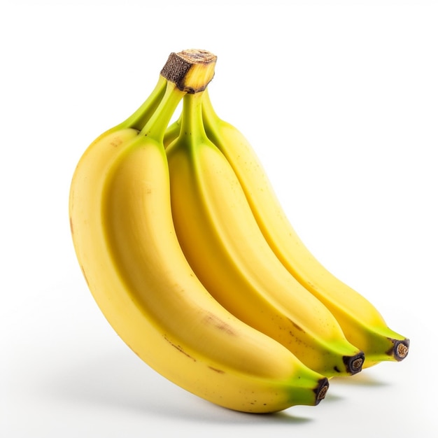 A bunch of bananas with the top one that is yellow.