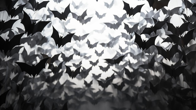 a bunch of bats flying in the sky