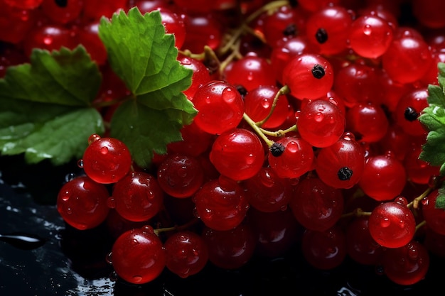 A bunch of beautiful red currants with waterdrops