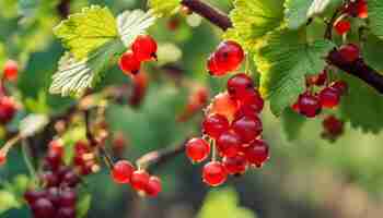 Photo a bunch of berries are on a branch with green leaves