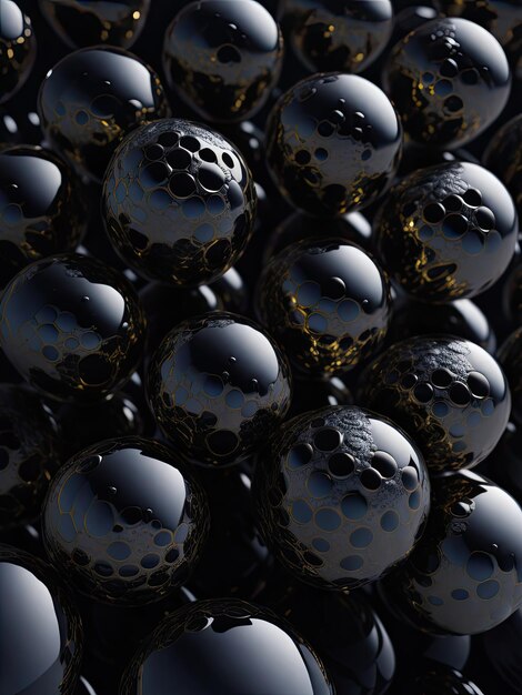 A bunch of black marbles