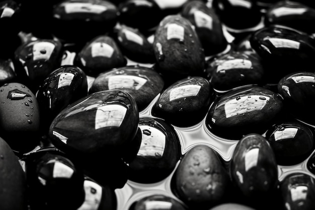 A bunch of black stones with the letter g on them