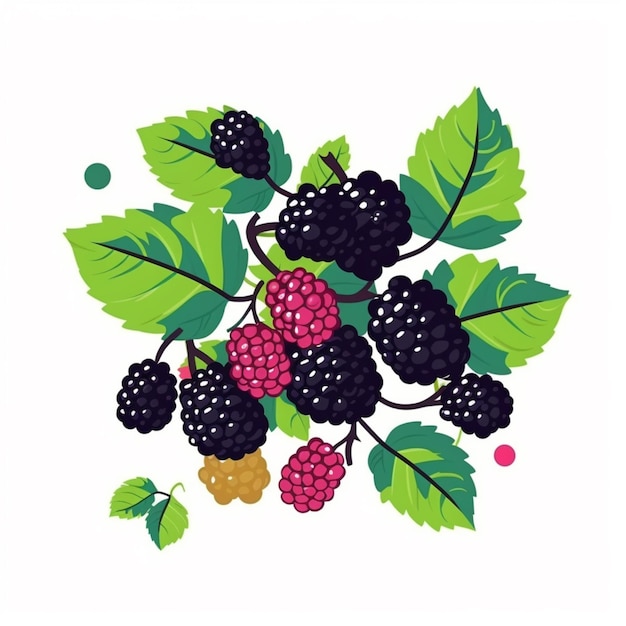 A bunch of blackberries on a branch with leaves and the words " blackberry " on the bottom.