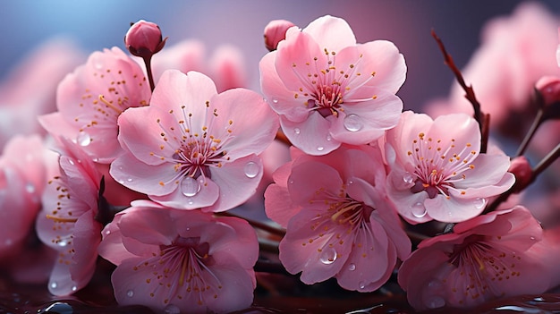 Photo a bunch of blooming pink flowers background