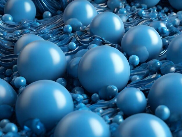 A bunch of blue balls with bubbles on them a raytraced image by onpob