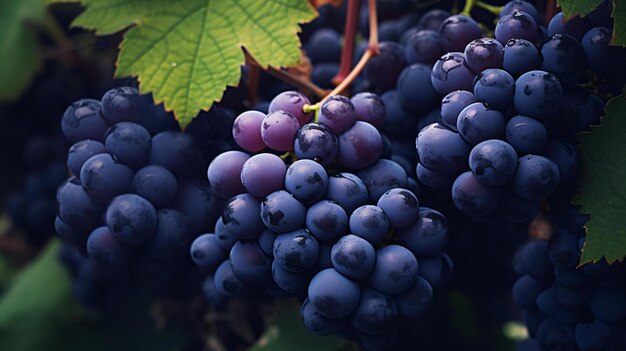 a bunch of blue grapes