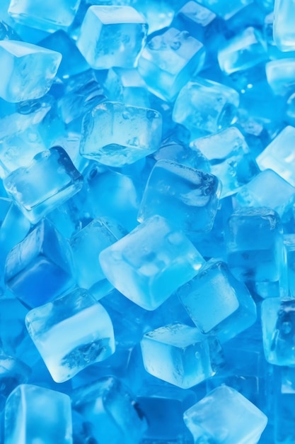 A bunch of blue ice cubes