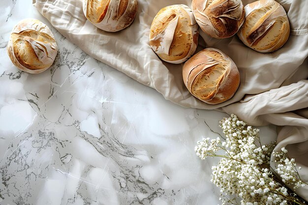 Photo a bunch of bread sitting on top of a table