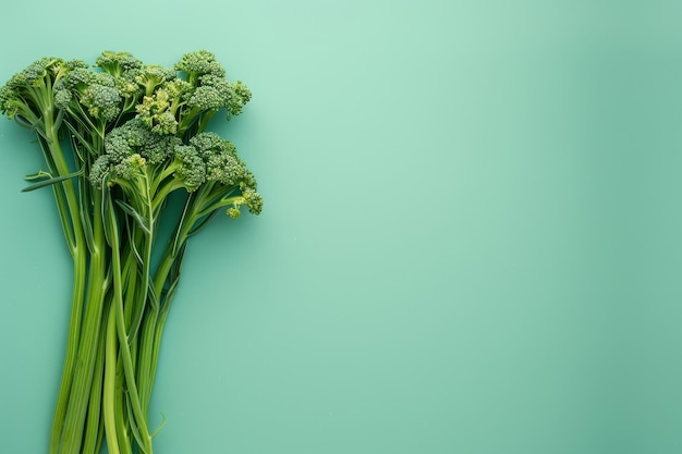 Bunch of Broccoli on Blue Background