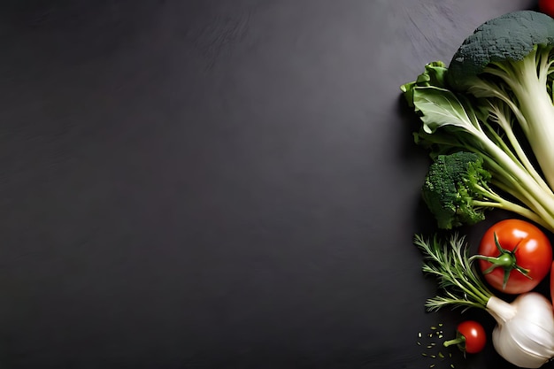 a bunch of broccoli on a table with a black background