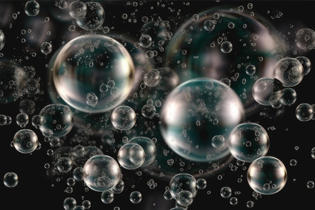 A bunch of bubbles floating in the air generative AI