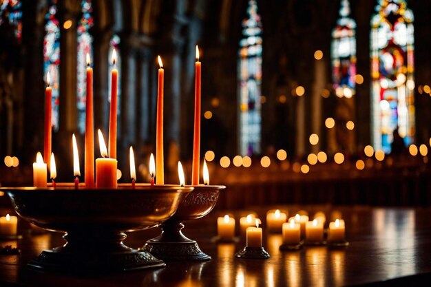 Photo a bunch of candles that are on a table