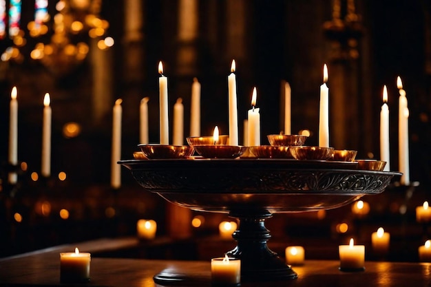 a bunch of candles that are on a table