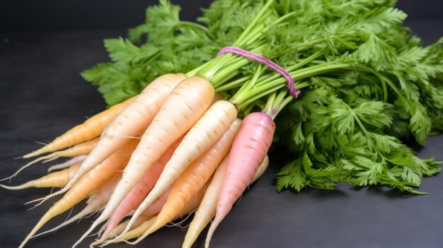 A bunch of carrots with green leaves ai