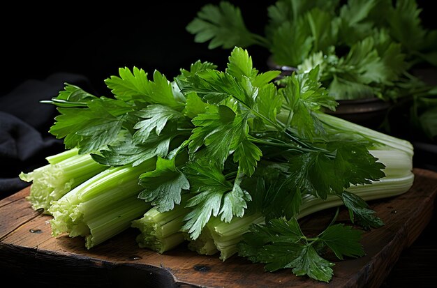 a bunch of celery sliced with leaves