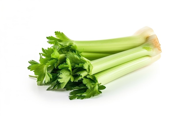 A bunch of celery sticks with the top left corner