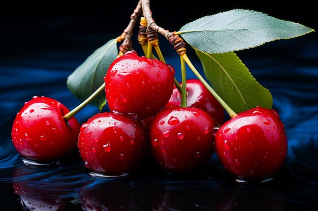 Bunch of cherries sitting on top of table Generative AI
