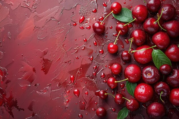 Bunch of Cherries on Table