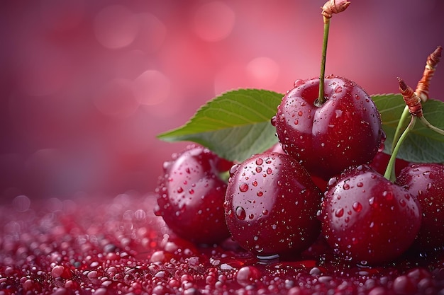 Bunch of Cherries on Table