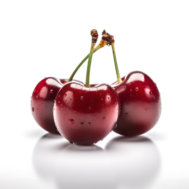 A bunch of cherries with white background