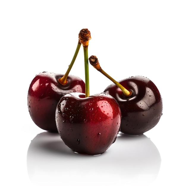 A bunch of cherries with white background