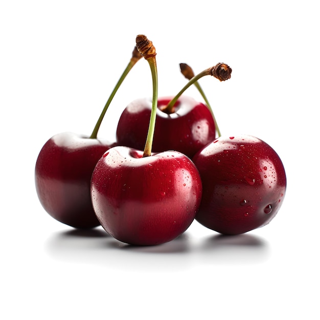 A bunch of cherries with white background