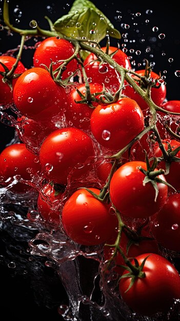 Photo a bunch of cherry tomatoes are in a bowl with water