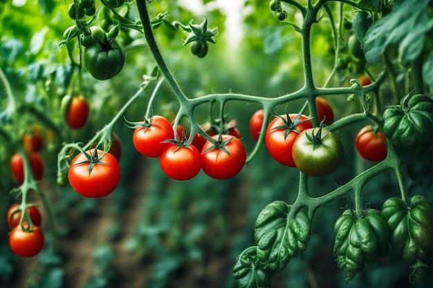 a bunch of cherry tomatoes are growing in a field