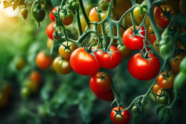 a bunch of cherry tomatoes are growing on a vine