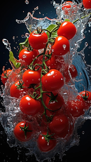 a bunch of cherry tomatoes are in a tub of water