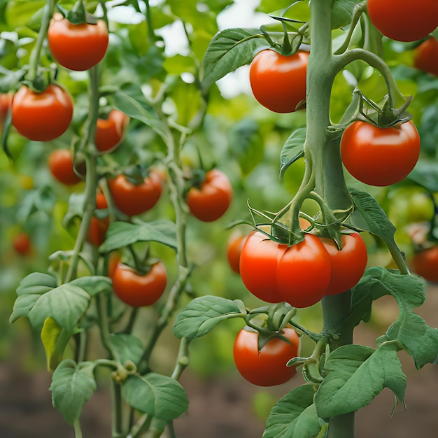 a bunch of cherry tomatoes growing in a field