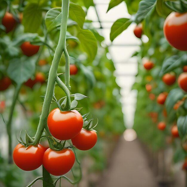 Photo a bunch of cherry tomatoes growing in a greenhouse