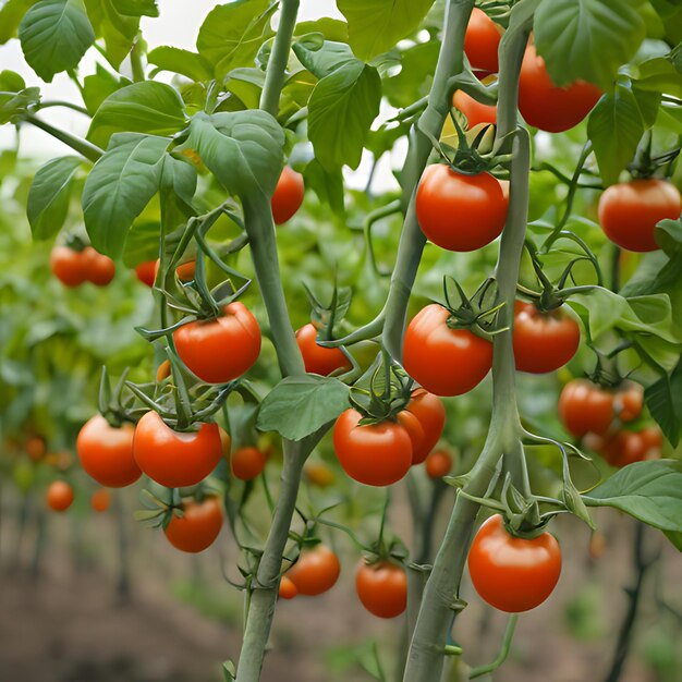 a bunch of cherry tomatoes growing on a plant