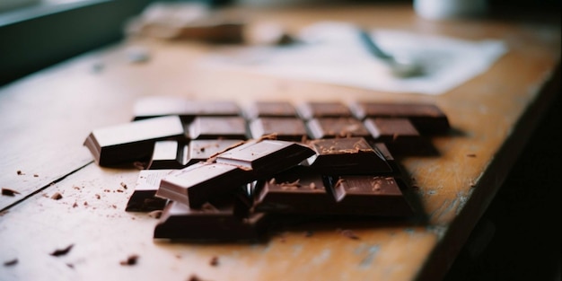 A bunch of chocolate bars on a table