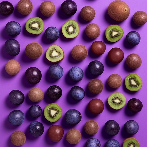 A bunch of chocolate fruit with a kiwi on the top