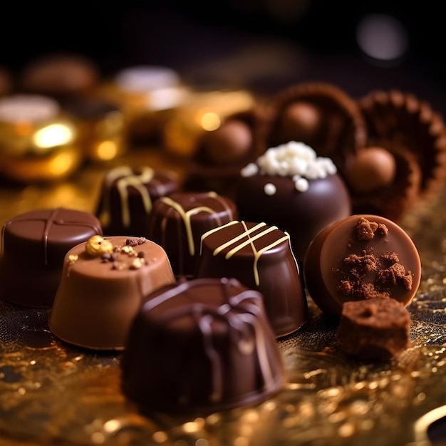 A bunch of chocolates on a table